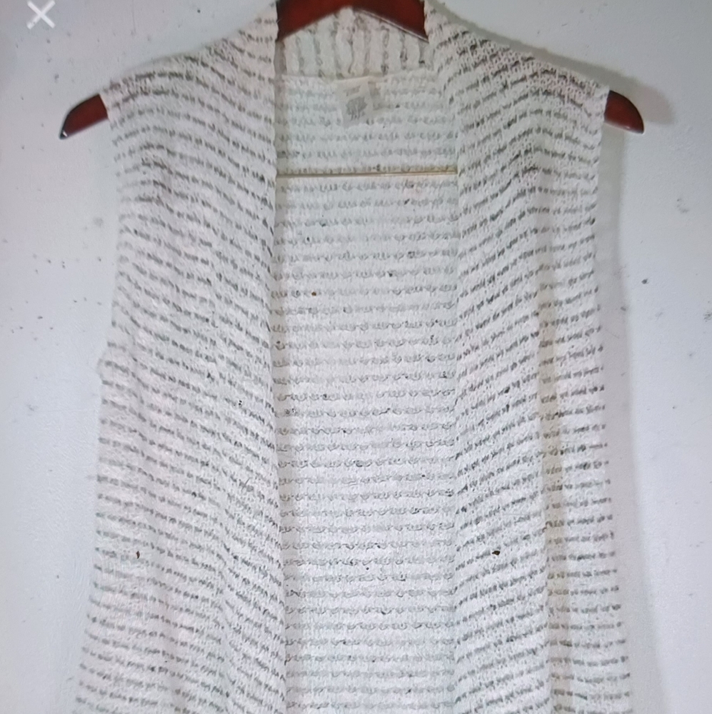 Brittney Black loose weave knot cardigan.